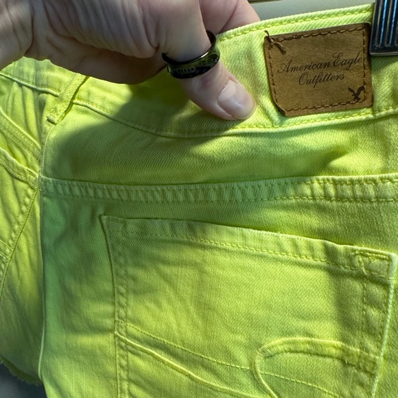 EUC AEO bright neon yellow denim cutoff shorts, 6 - Picture 3 of 6